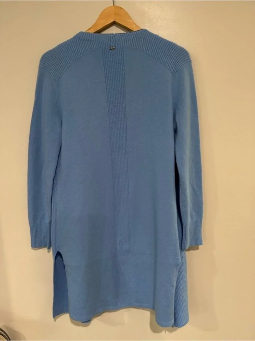 St. John Blue Cashmere 2-Piece Long Cardigan & Shell Set Petite P